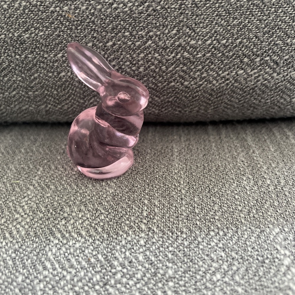 Fenton Pink Glass Bunny Rabbit Figurine 2.75" Handmade USA